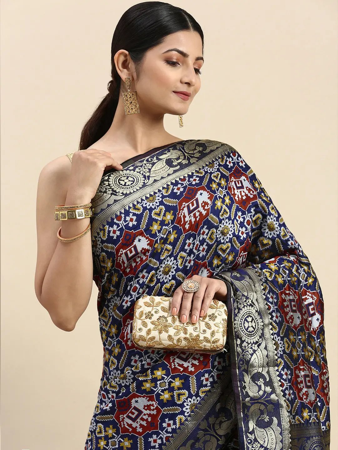 Patola Soft Silk Banarasi Saree With Zari border