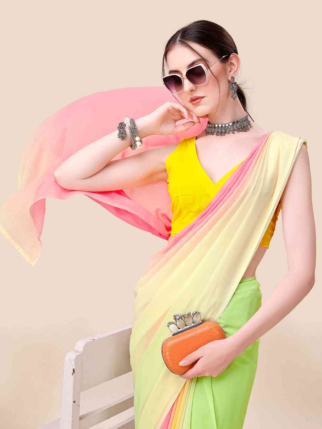 Soft Georgette Bollywood Ombre design Saree