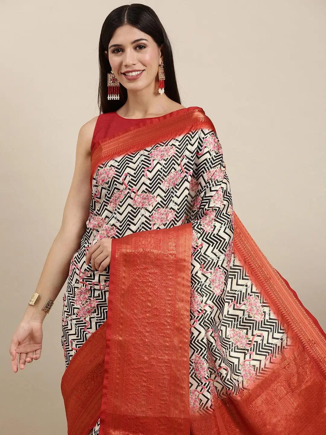 Designer Digital Kalamkari Print Pattu Banarasi Silk Saree