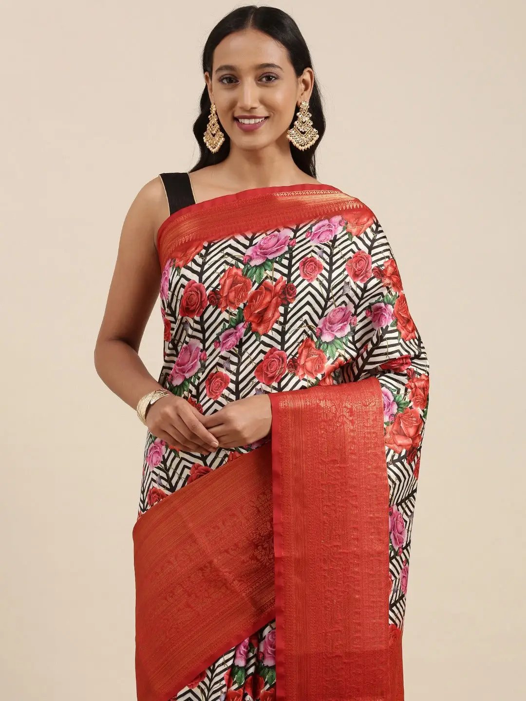 Multi Colour Digital Kalamkari Print Pattu Banarasi Silk Saree