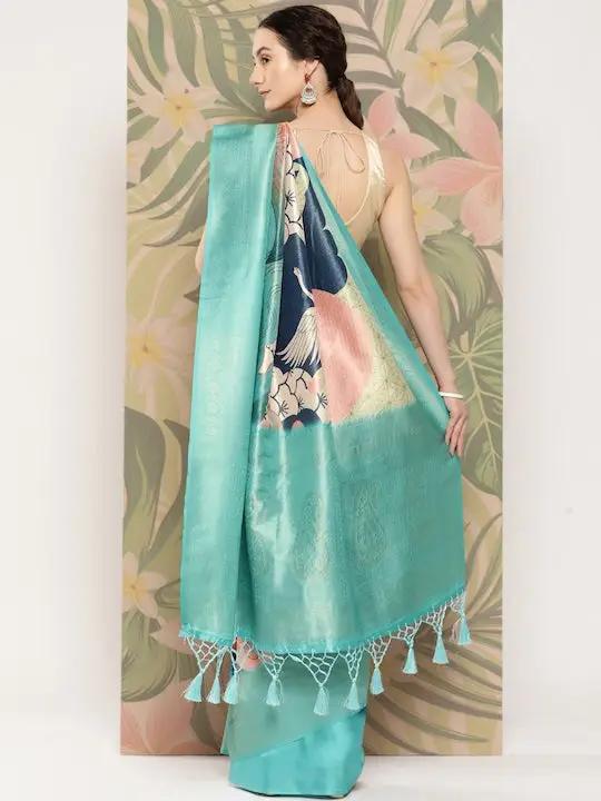 Banarasi soft silk sarees with intricate flower prints collapse