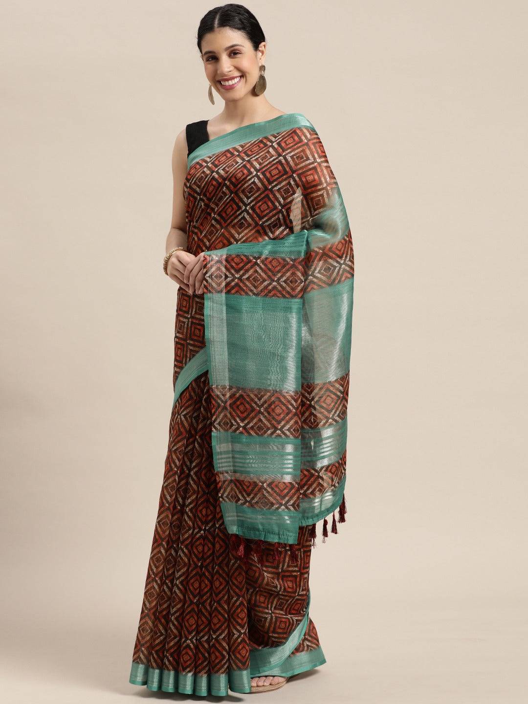 Maroon Colour Soft Linen Digital Print Festive Wear Saree