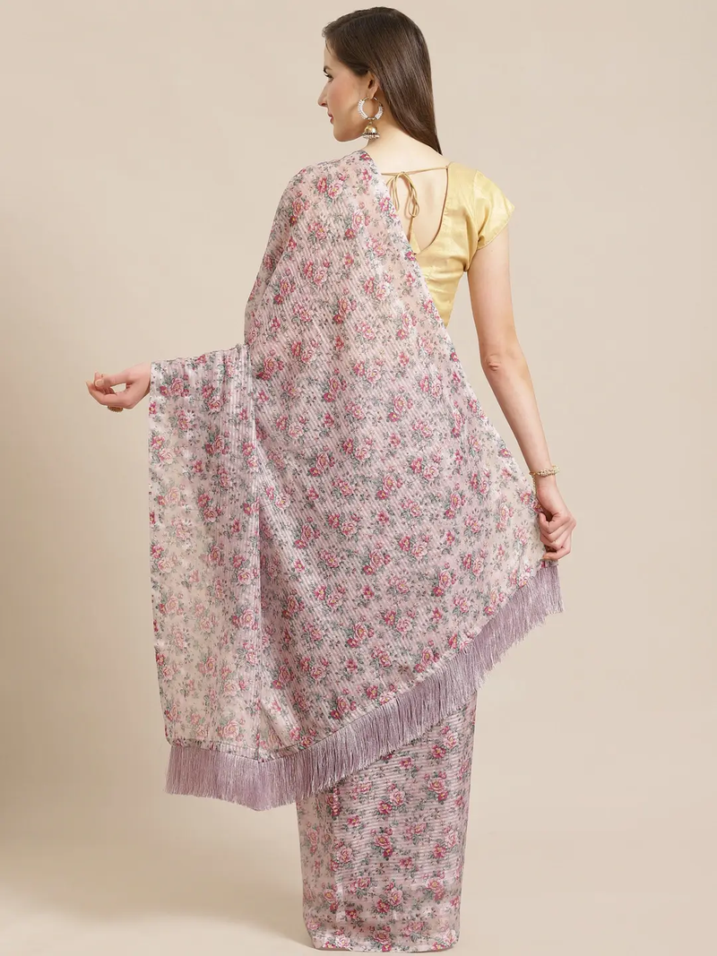 Bollywood Style Floral Digital Print Soft Silk Saree