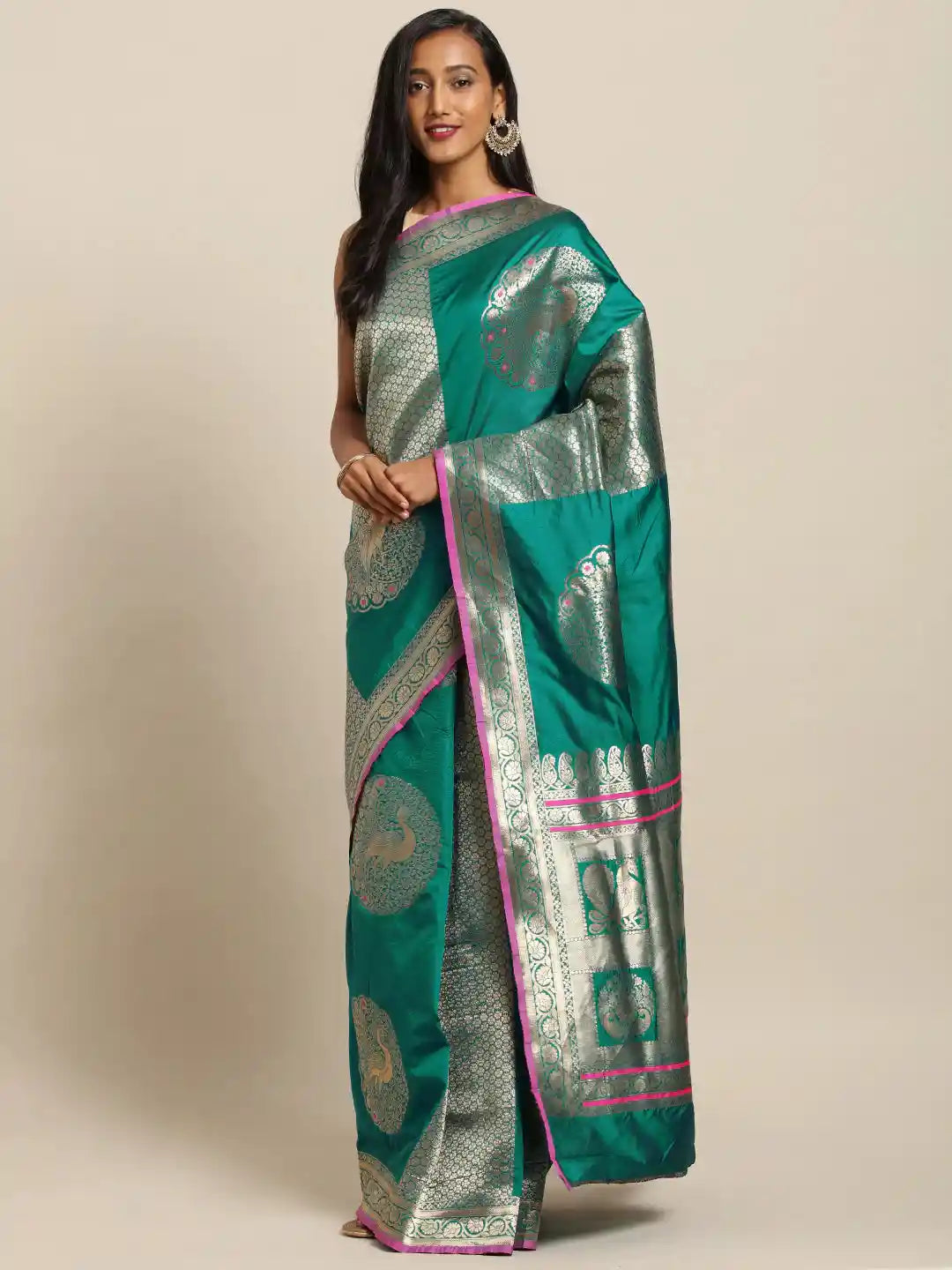 Banarasi Rama Colour Silk Woven Design Saree