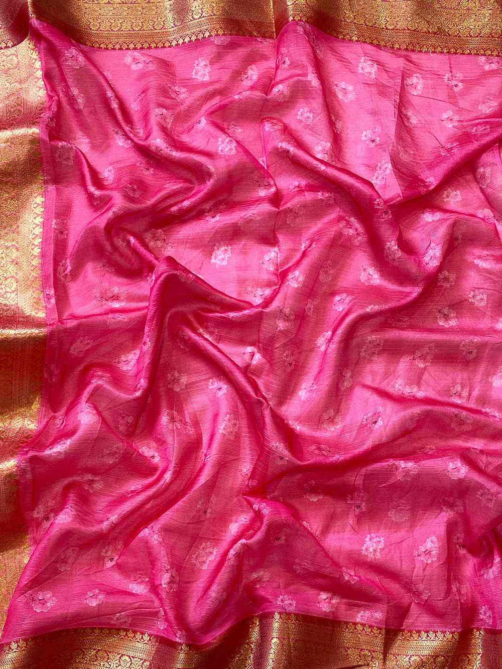 Light Pink Colour Digital Flower Print Kota Silk Saree