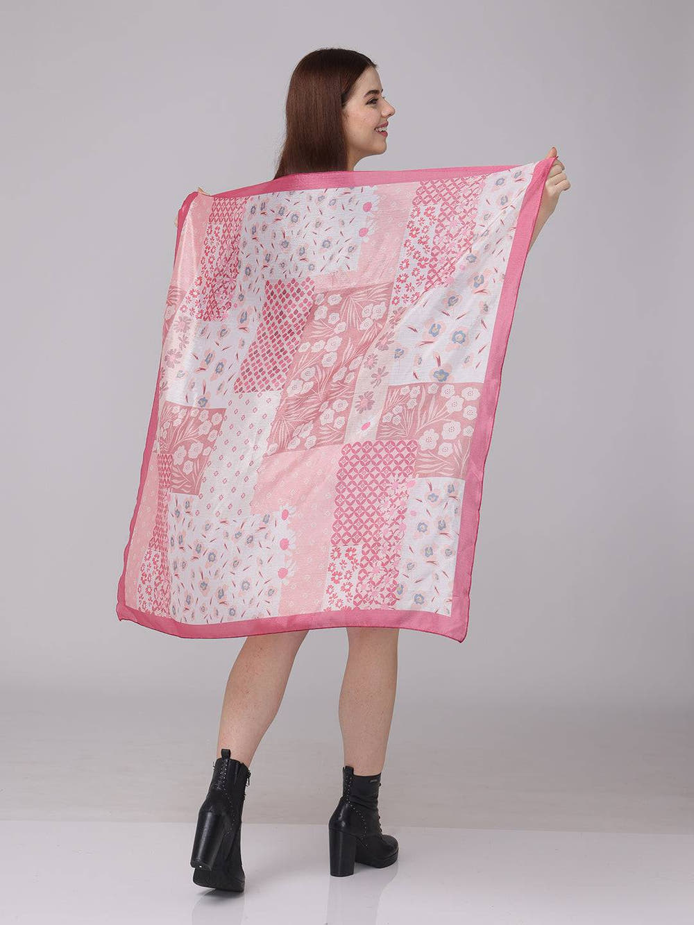 Patchwork Scarf  In Pastel Pink