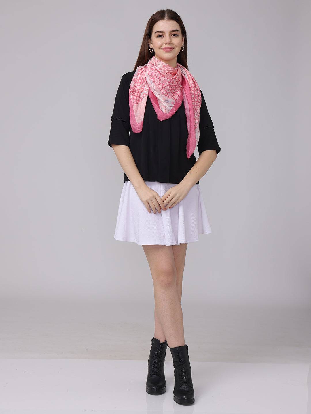 Patchwork Scarf  In Pastel Pink