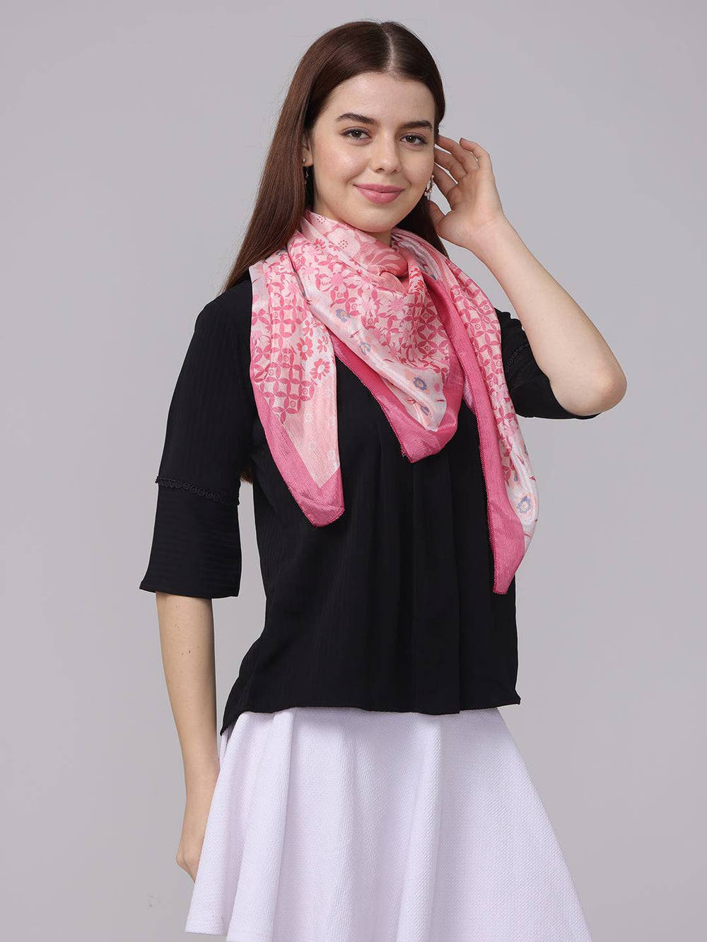 Patchwork Scarf  In Pastel Pink