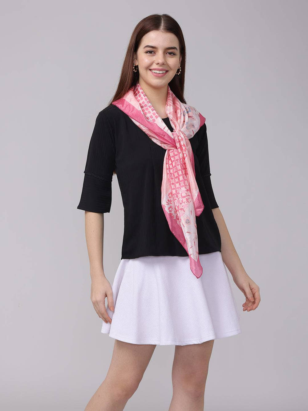 Patchwork Scarf  In Pastel Pink