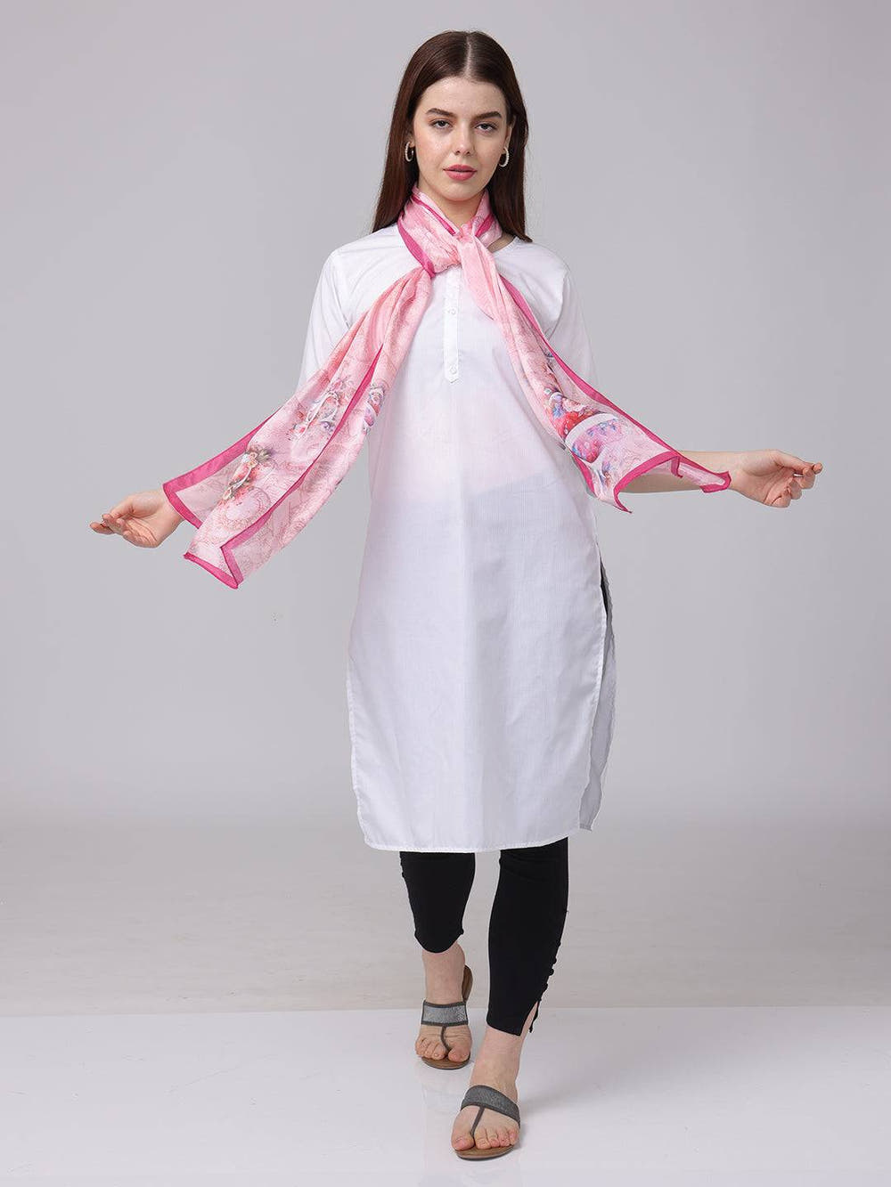 Pink Cursive Script Patterned Scarf