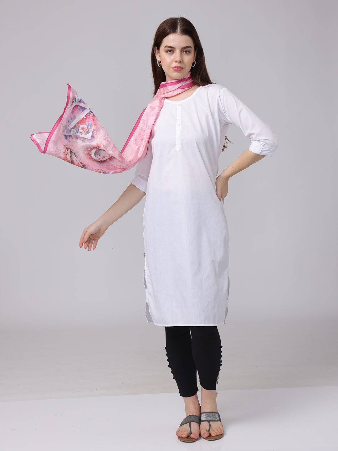 Pink Cursive Script Patterned Scarf