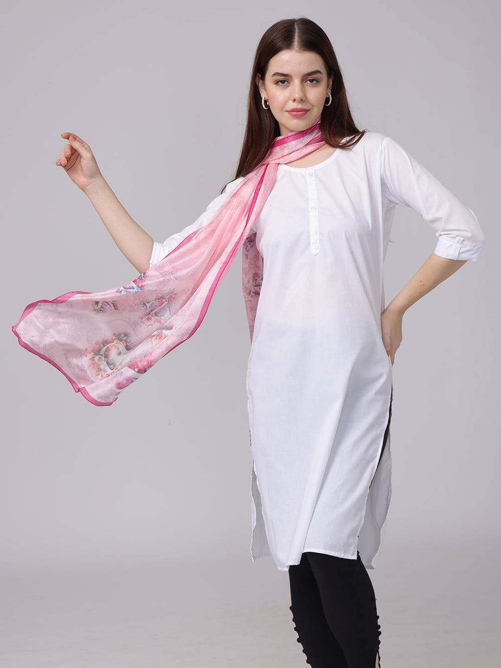 Pink Cursive Script Patterned Scarf