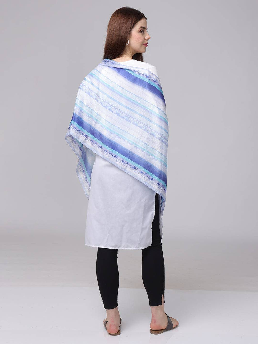 Serene Blue Floral Scarf