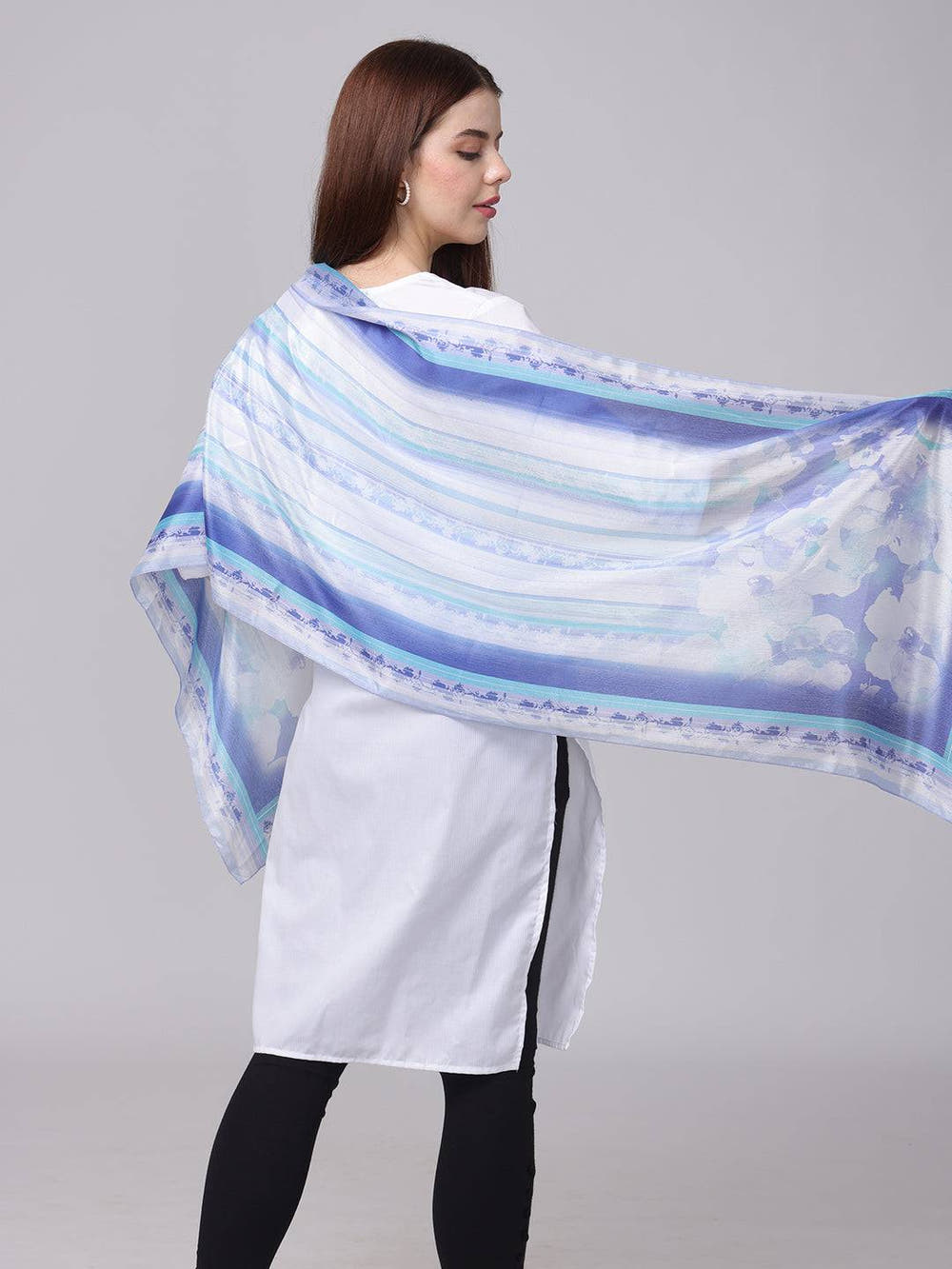 Serene Blue Floral Scarf