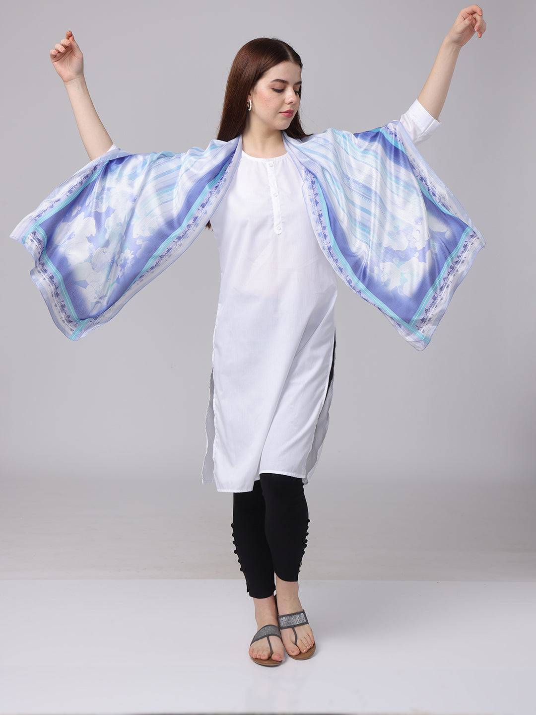 Serene Blue Floral Scarf