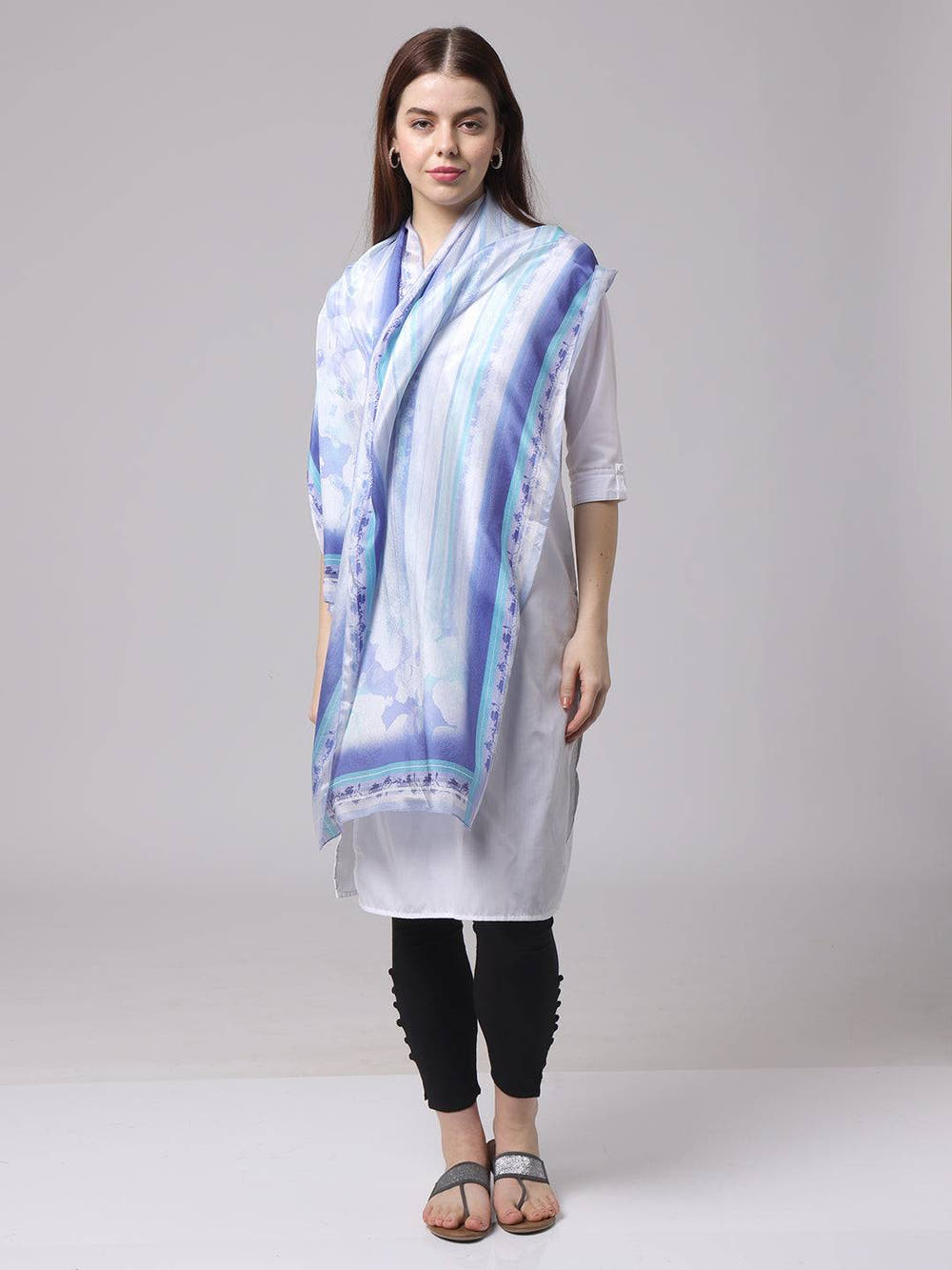 Serene Blue Floral Scarf