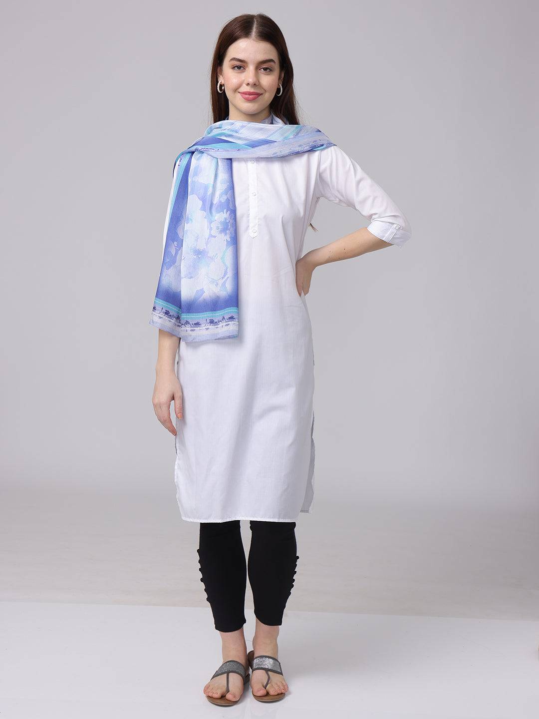 Serene Blue Floral Scarf