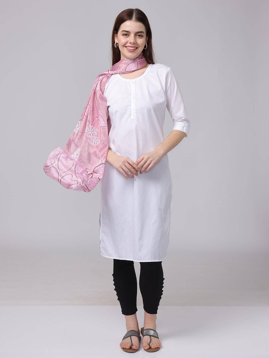 Charming Pink Leaf Pattern Scarf