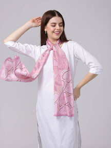 Charming Pink Leaf Pattern Scarf