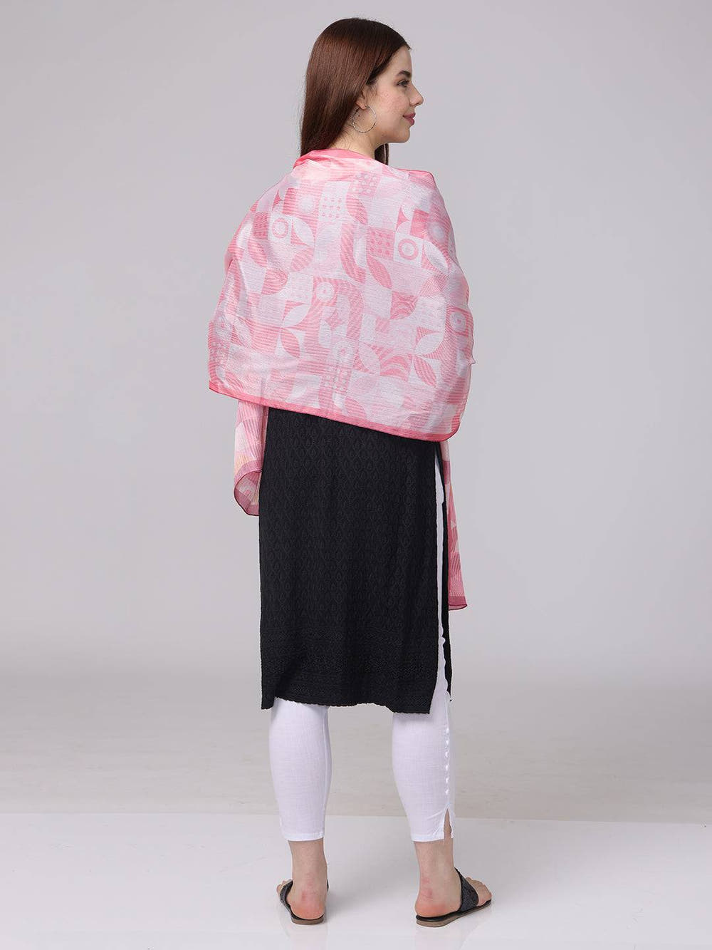 Versatile Pink Geometric Scarf