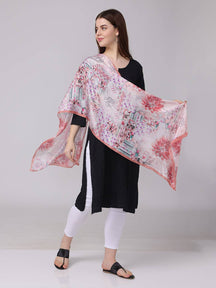 Floral And Geometric Print Scarf