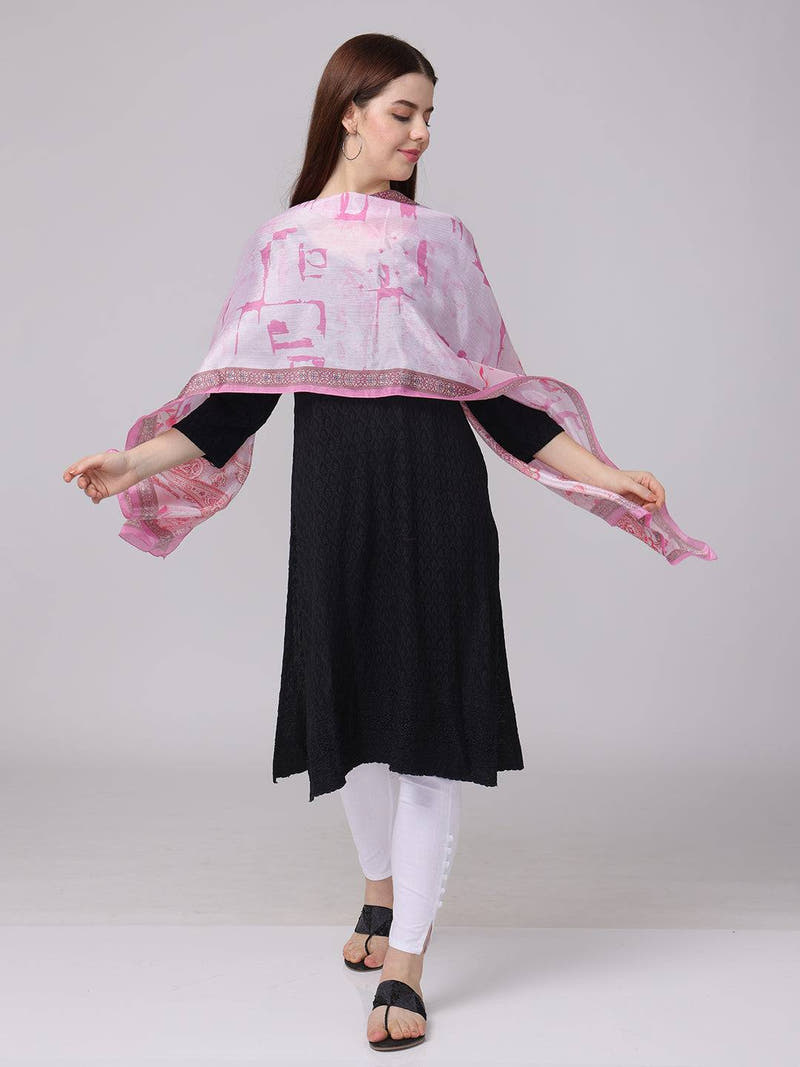 Graceful Pink Paisley And Floral Scarf