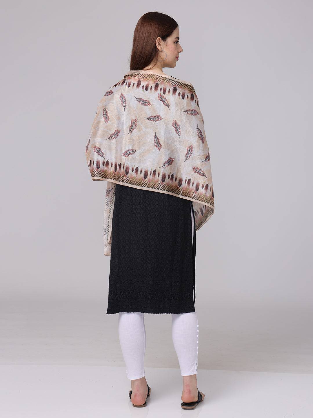 Feather Pattern Geometric Borde Scarf