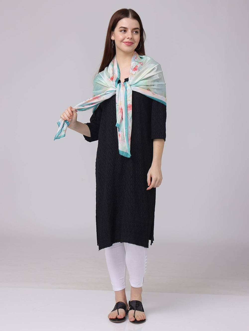 Elegant Floral Sheer Scarf