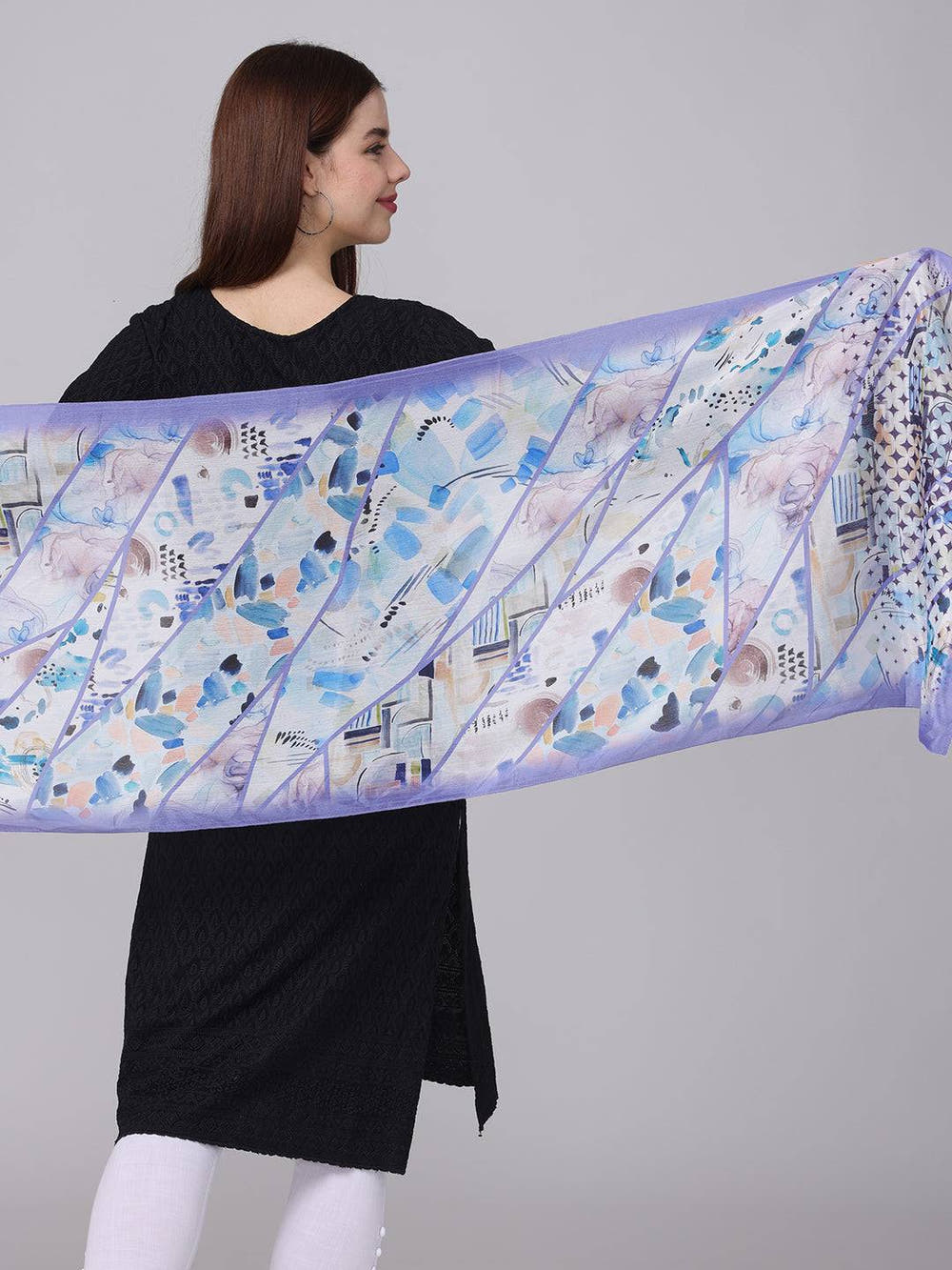 Cornflower Abstract Printed Scarf