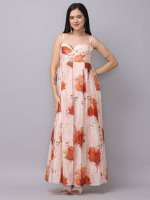 Peach Colour Corset Dress
