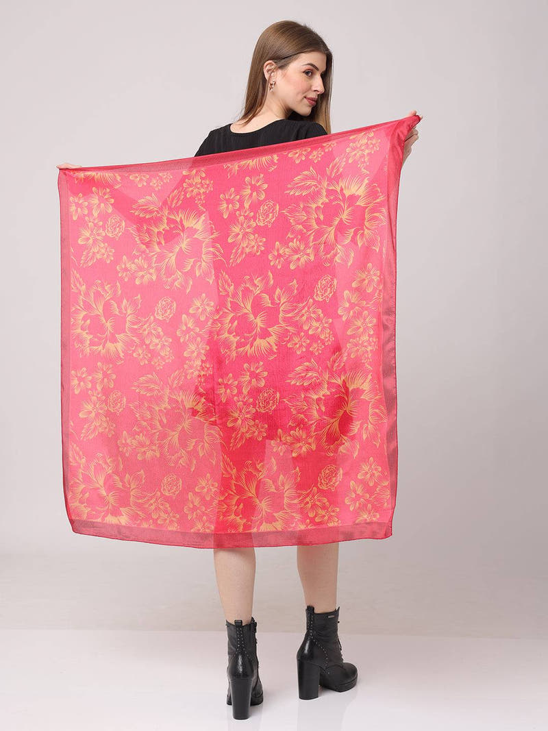 Radiant Pink Floral Scarf