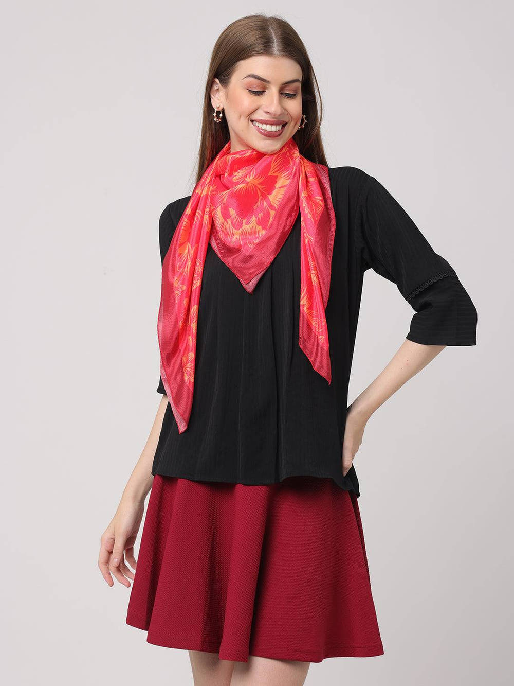 Radiant Pink Floral Scarf