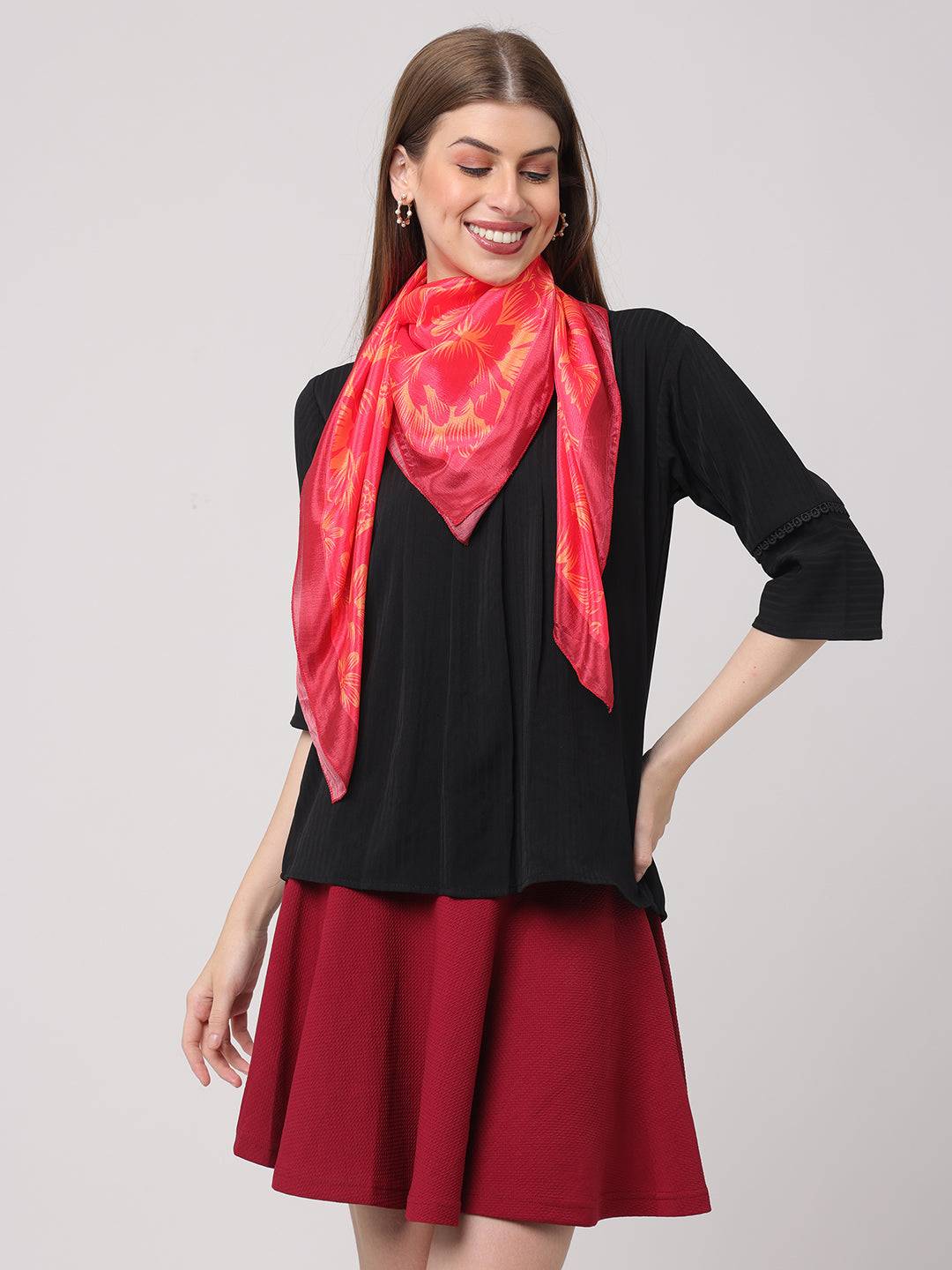 Radiant Pink Floral Scarf