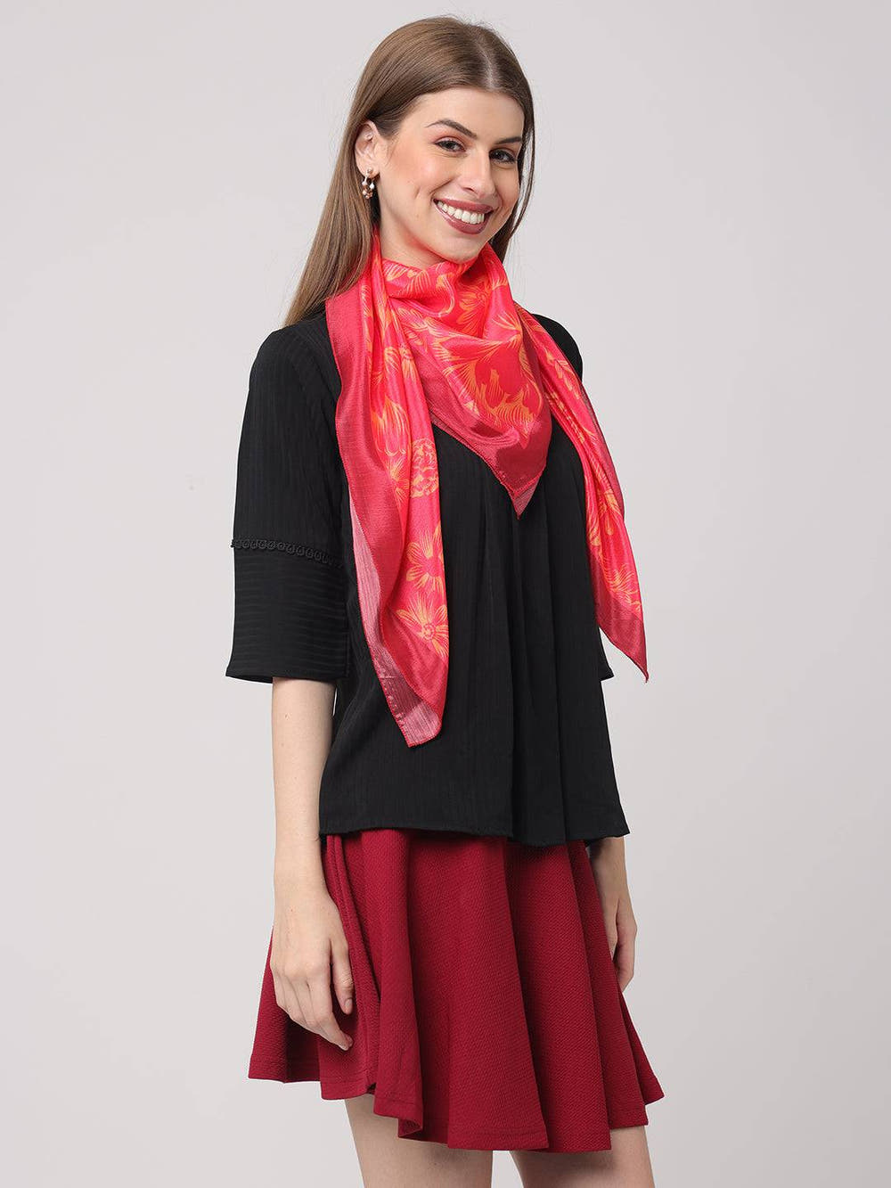 Radiant Pink Floral Scarf