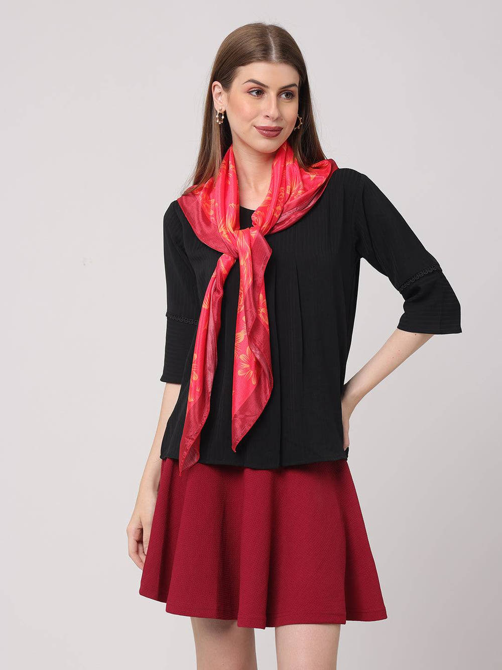 Radiant Pink Floral Scarf