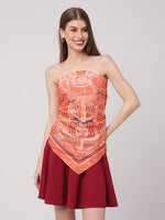 Ornate Coral Geometric Scarf