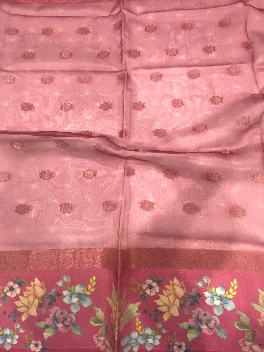 Red Tissue Digital Floral Saree