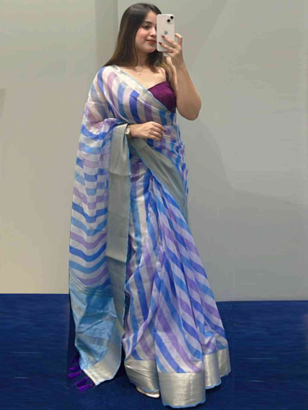 Soft Organza Leheriya Digital Print Party Wear Saree