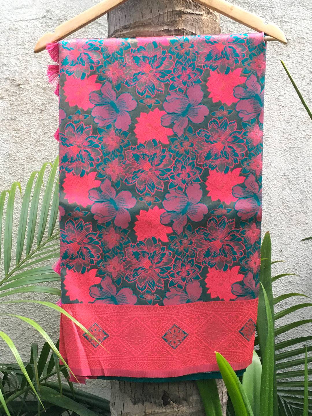 Rama Soft Silk Butta Weaving Saree