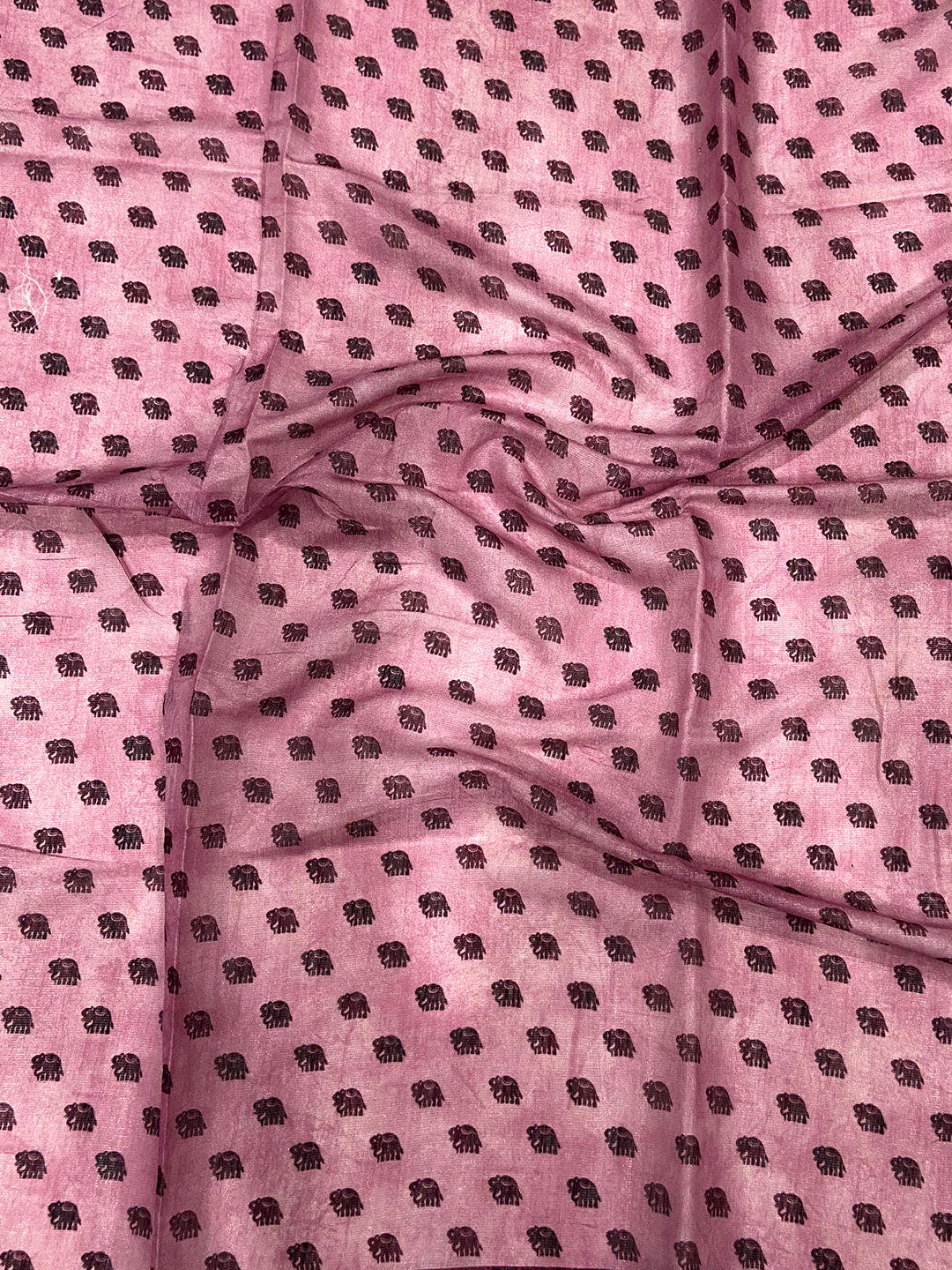 Blush Pink Warli Print Tissue Chanderi Saree