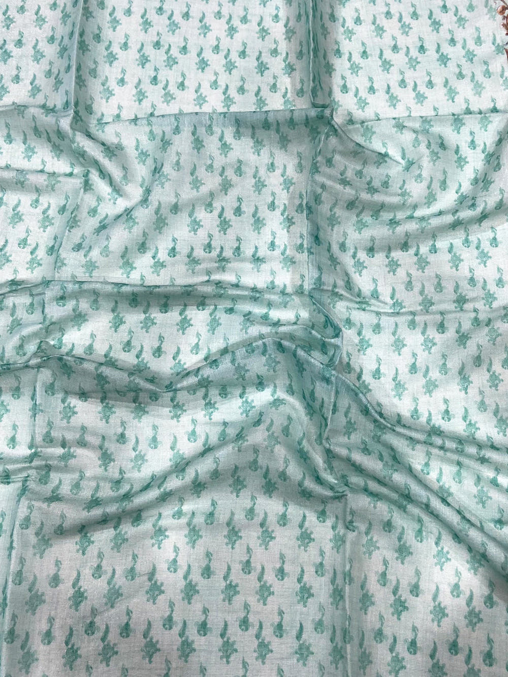 Light Blue Tussar Pashmina Kalamkari Saree