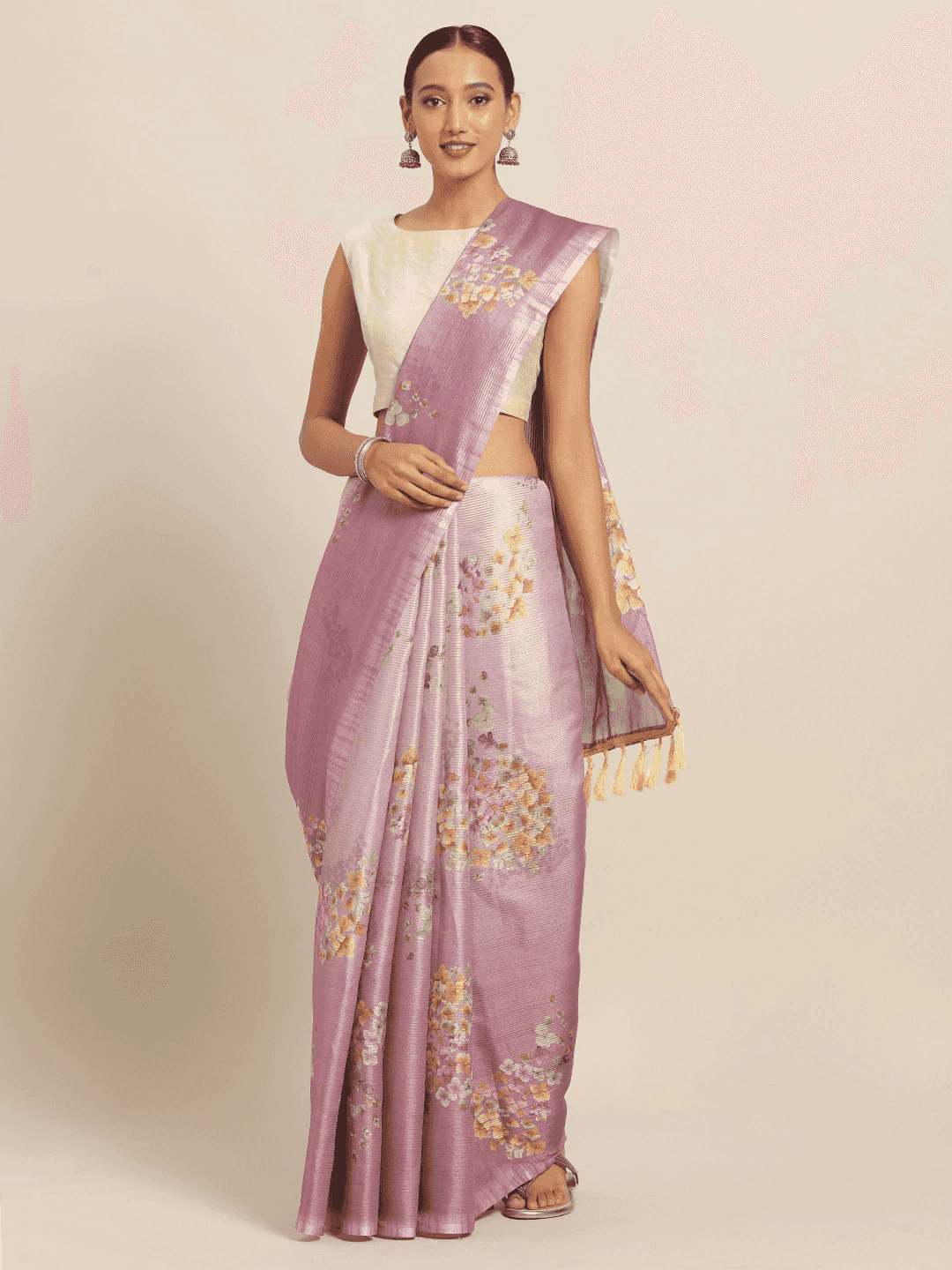 Maheshwari Floral  Printed Silk Saree