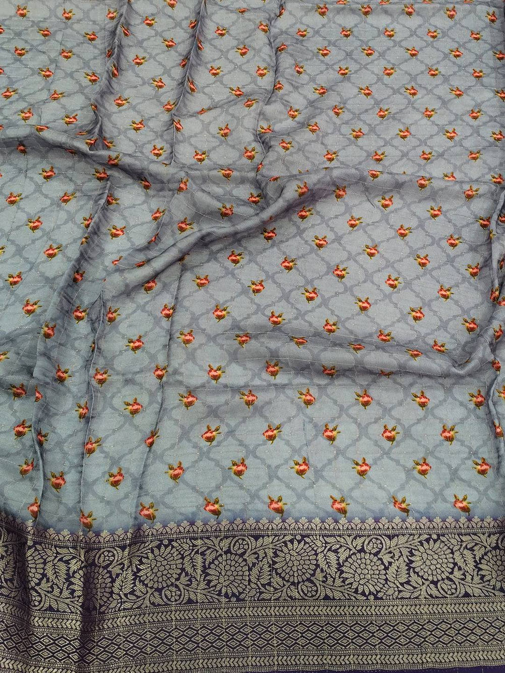 Lavender Pure Viscose Floral Printed Saree
