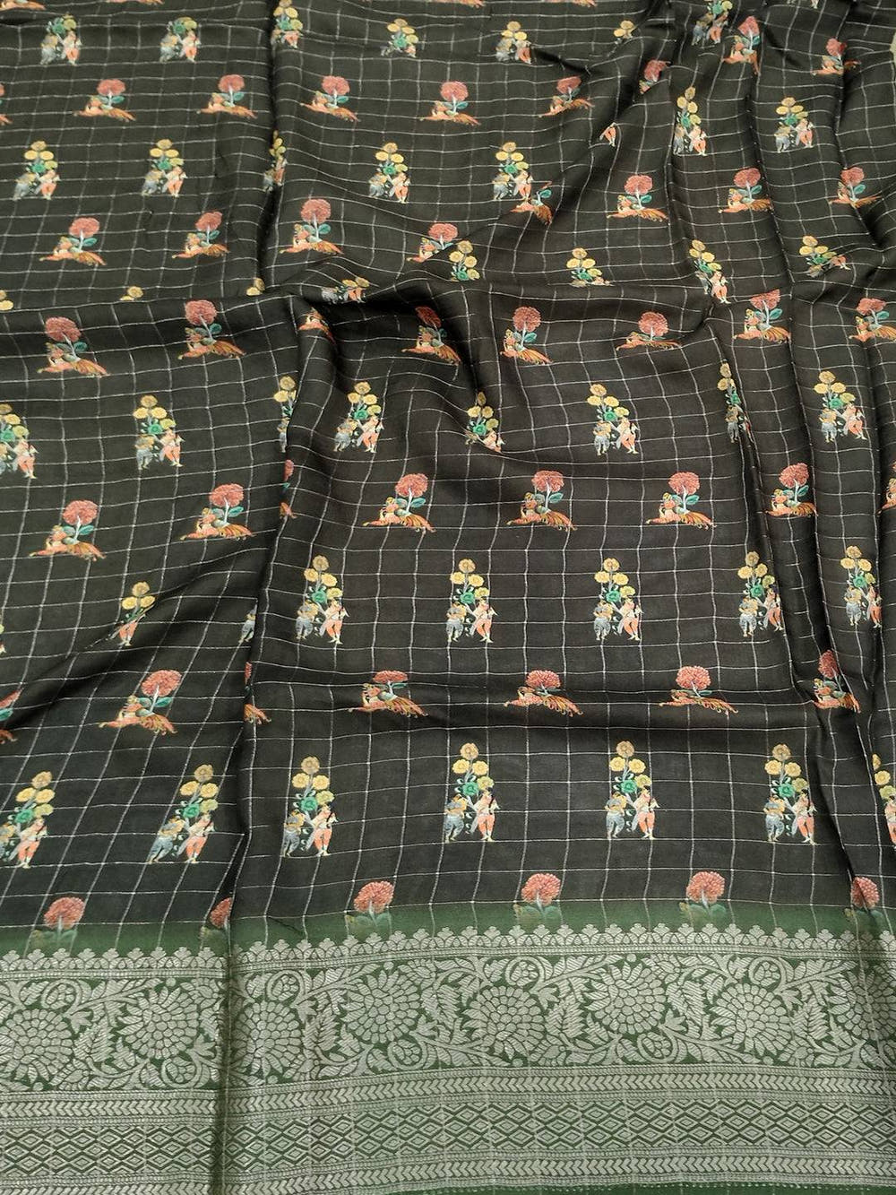 Light Green Pure Viscose Floral Printed Saree