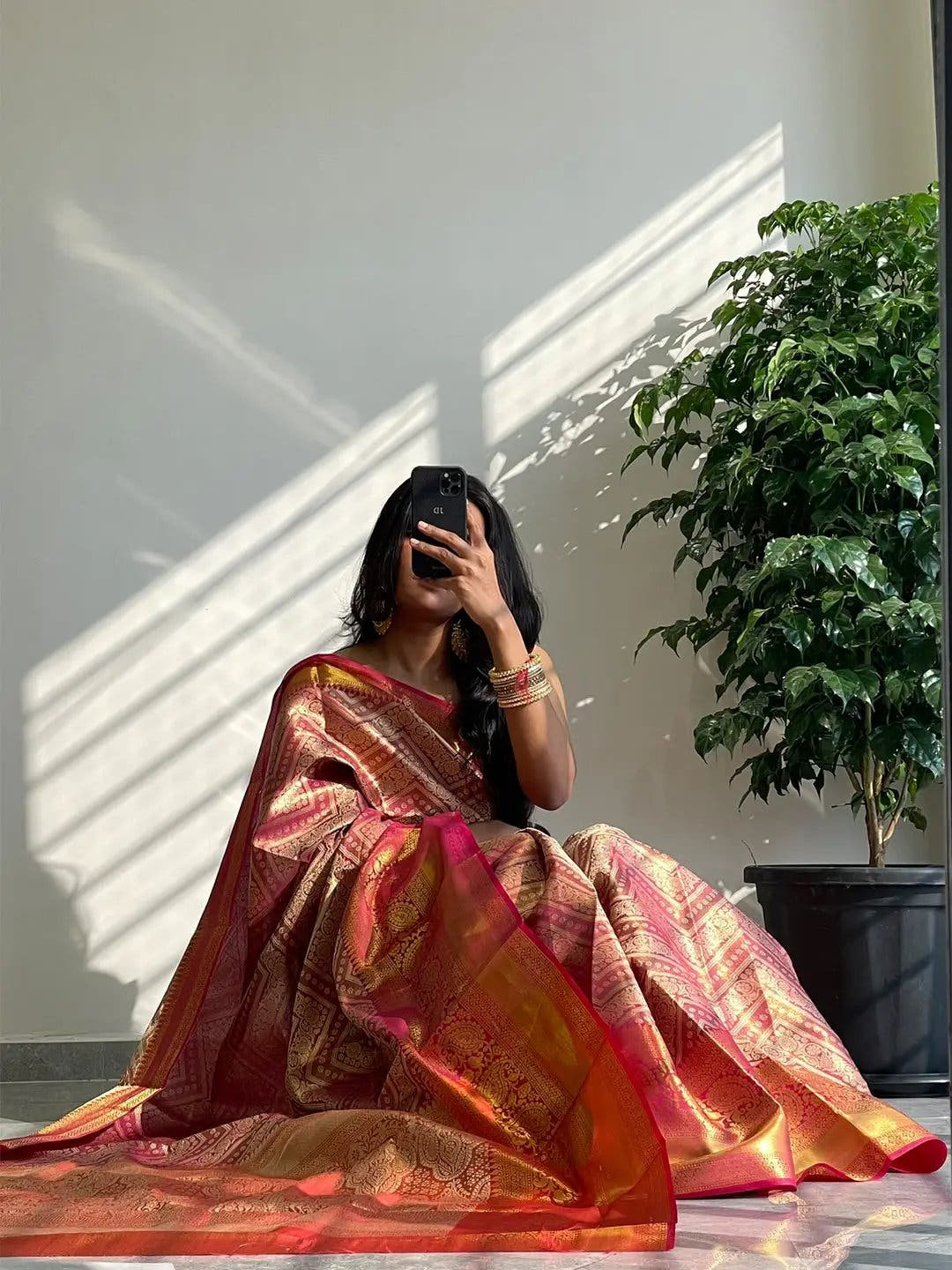 Exclusive Gold Zari One Grm Gold Kanjivaaram Pattu Silk Saree.
