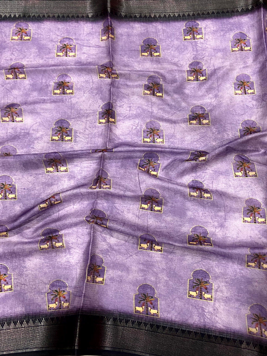 Lavender Soft Silk Tissue Pichwai Print Saree
