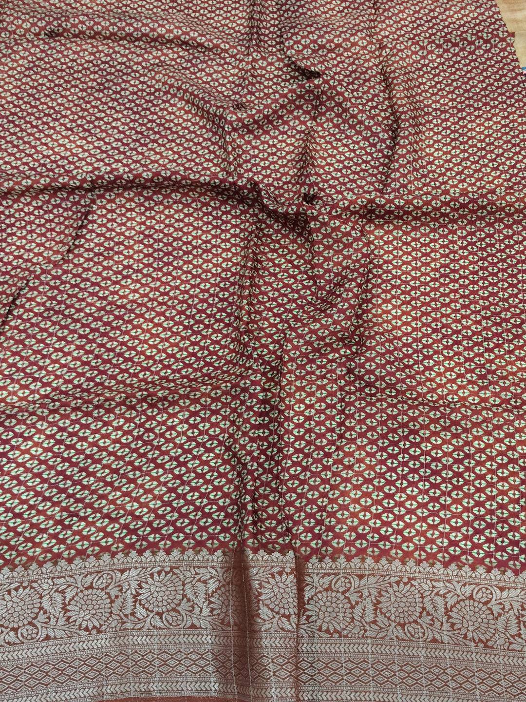 Orange Floral Printed Viscose Saree