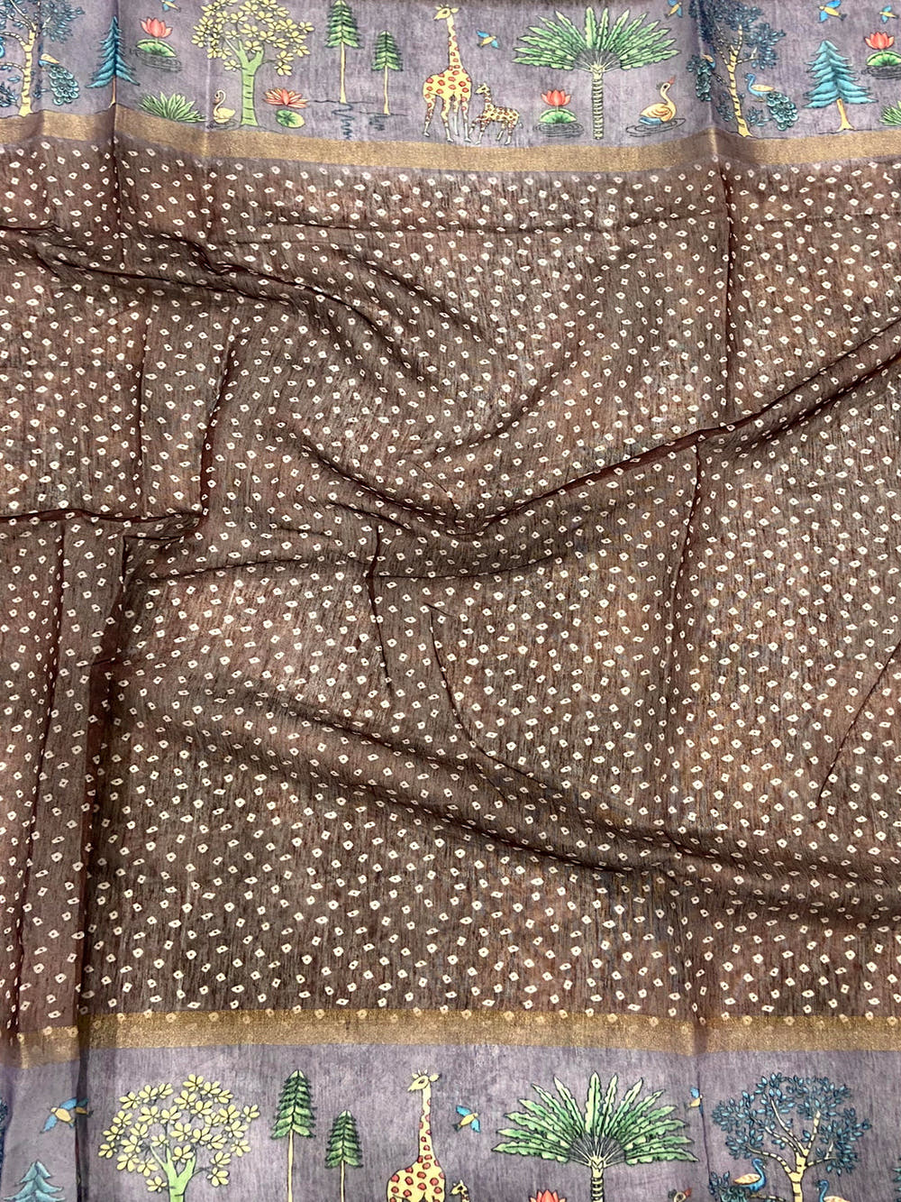 Exclusive Soft Chanderi Cotton Bandhej Print Saree