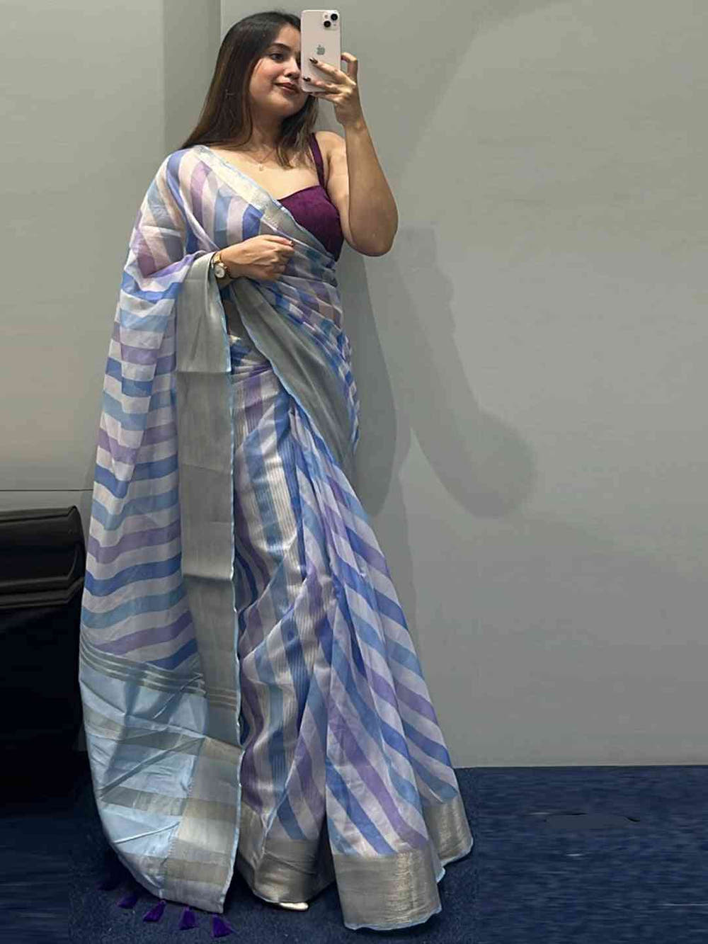 Soft Organza Leheriya Digital Print Party Wear Saree