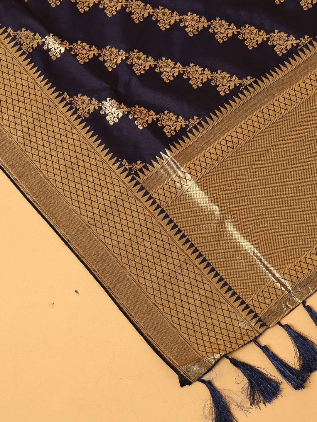 Navy Colour Woven Design Dupatta